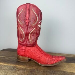 EL GENERAL  Red Caiman Crocodile Western Cowboy Boots Eagle Mens 8 US, 27 Mex